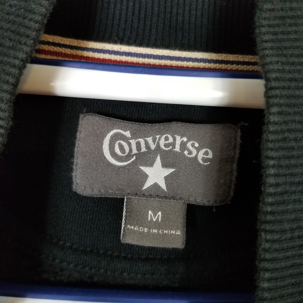 CONVERSE Men Zip Up Puffer Bomber Jacket Sz M Black Casual City - Picture 5 of 5